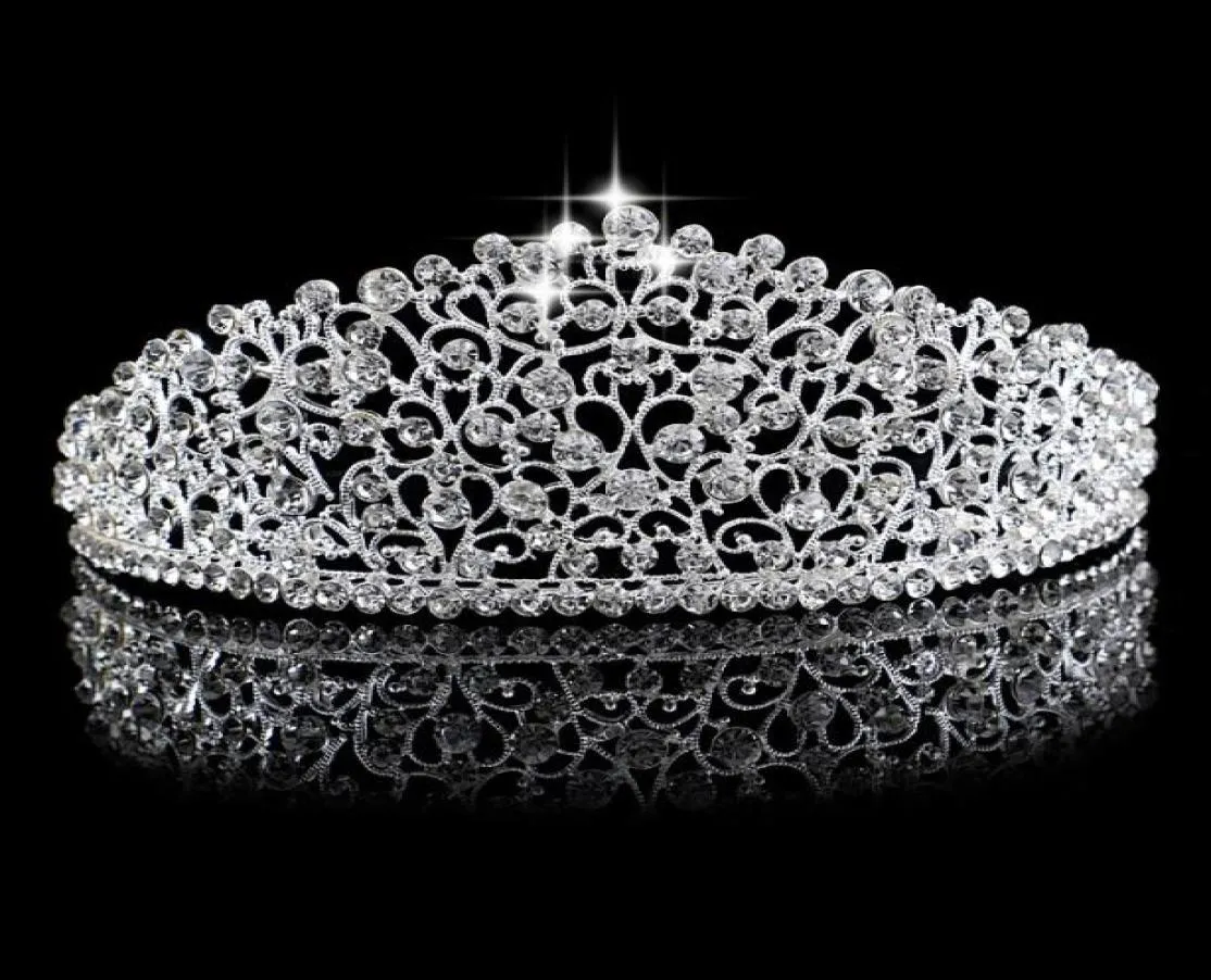 Corona nuziale di lusso Cristalli scintillanti con strass Corone nuziali reali Accessori per capelli in cristallo Festa di compleanno Diademi Quinceaner 7454097