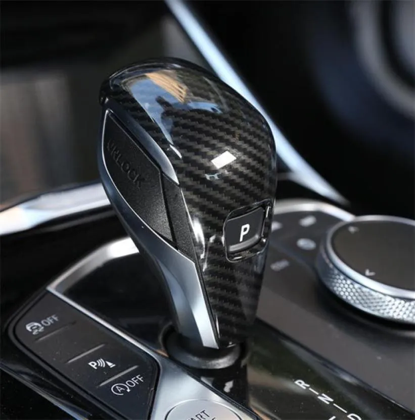 Carbon Fiber Style Gear Shift Handle Sleeve Button Cover Sticker For BMW 3 Series G20 G28 2020 ABS Interior Accessories9859336