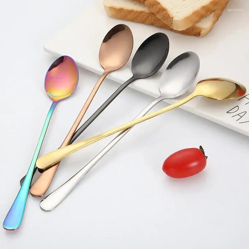 Coffee Scoops Stainless Steel Latte Long Tea Spoon Soda Ice Cream Dessert Sundae Spoons