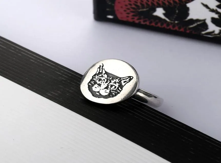 Niedlicher Brief-Katzen-Ring für Frau, hochwertiger versilberter Ring, Persönlichkeits-Charm-Ring, Modeschmuck-Versorgung8328999