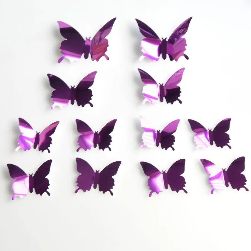 Pegatinas de pared 12 Three-Nsional Mirror Butterfly Pet 3D Dormitorio Sala de estar Decoración Drop Entrega Ot9Oe