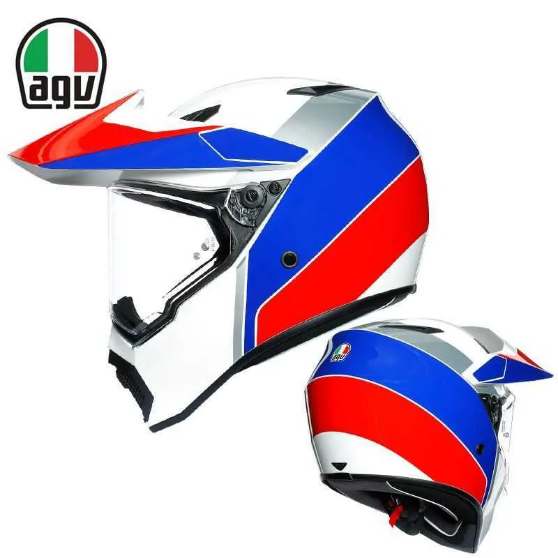 Full Face Open Agv Ax Carbon Fiber Motorcycle Off Road Helmet Anti Fog Full Cover Men's and Women's Motorcycle Running Helmet Pull Helmet All Seasons Q8LD