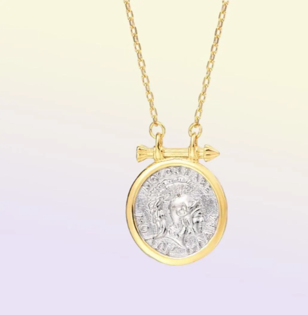 S039steel koreanska halsband 925 sterling silver för kvinnor designer guld runda hängen halsband cadena plata 925 smycken 210623271808