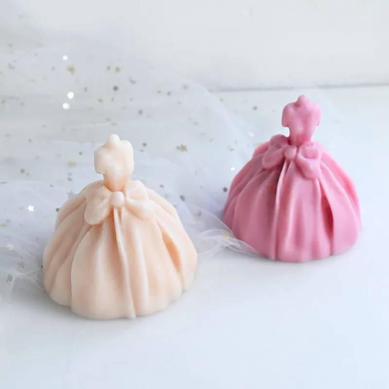 Robe de mariée jupe moules en Silicone pour bricolage gâteau de mariage Fondant Biscuit biscuits sucre chocolat bonbons durs Dessert décor artisanat résine époxy moule 122251