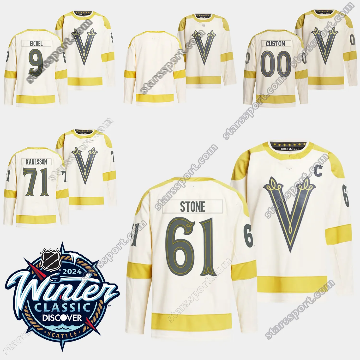 9 Jack Eichel Mark Stone Vegas Golden Knights Jerseys 2024 Winter Classic Jonathan Marchessault Paul Cotter Keegan Kolesar William Carrier Logan Thompson Custom