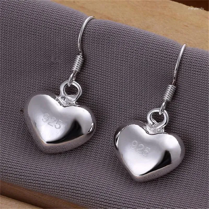 Dangle Earrings 925 Sterling Silver For Women Fashion Jewelry Love Heart Beads Couple Gifts