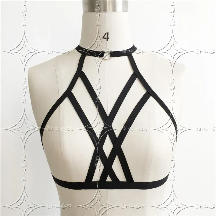 Fashion sexy bandage bra female sexy Goth Lingerie Elastic Harness cage bra cupless lingerie Bondage Body elastic harness belt Free Ship