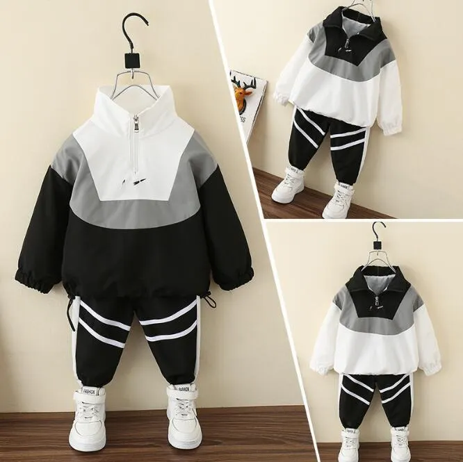 Детская дизайнерская одежда для мальчиков Комплекты одежды спортивный костюм пуловер куртка ветровка брюки детское пальто