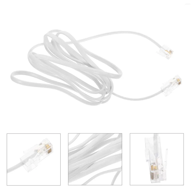 Mikrofony biały 4-rdzeniowy kabel telefoniczny RJ11 do rozszerzenia RJ45 8P8C (czarny 17 cm) 2PCS adapter internetowy Ethernet