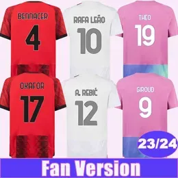 2023 24 GIROUD Mens Soccer Jerseys BENNACER PULISIC THEO TOMORI KJAER SAELEMAEKERS Home Away 3rd Football Shirts Short Sleeve Uniforms