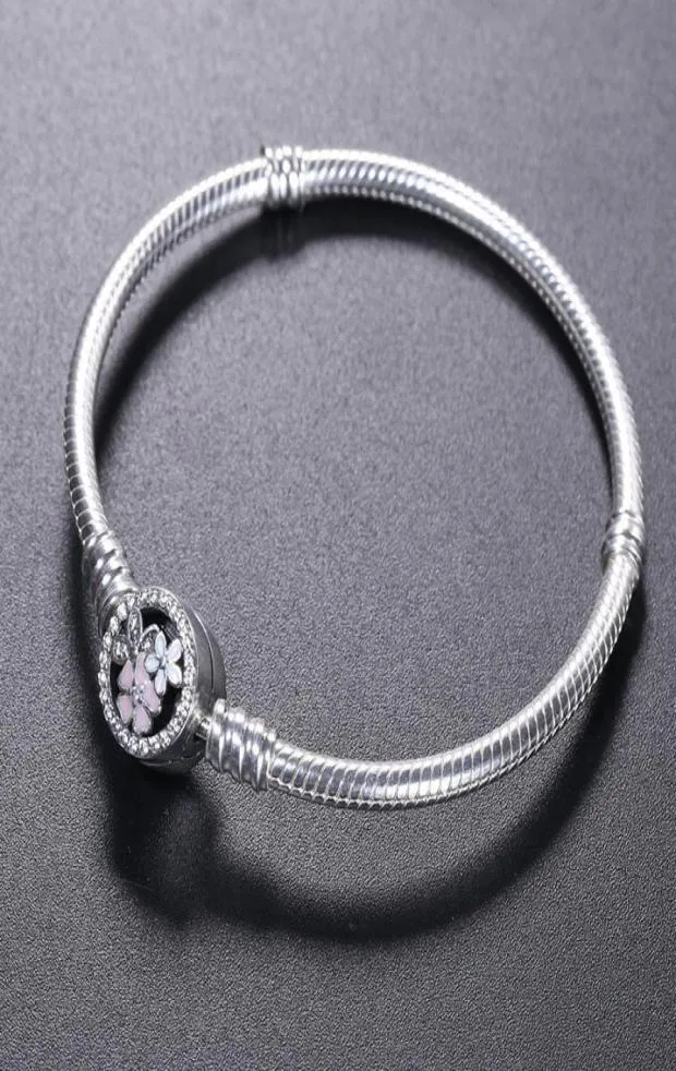 925 Sterling Silver Bracelet Bloom Flower Flower Clasp for Jewelry Charm Bracelet Box Original Women Wedding Bracelets8671392