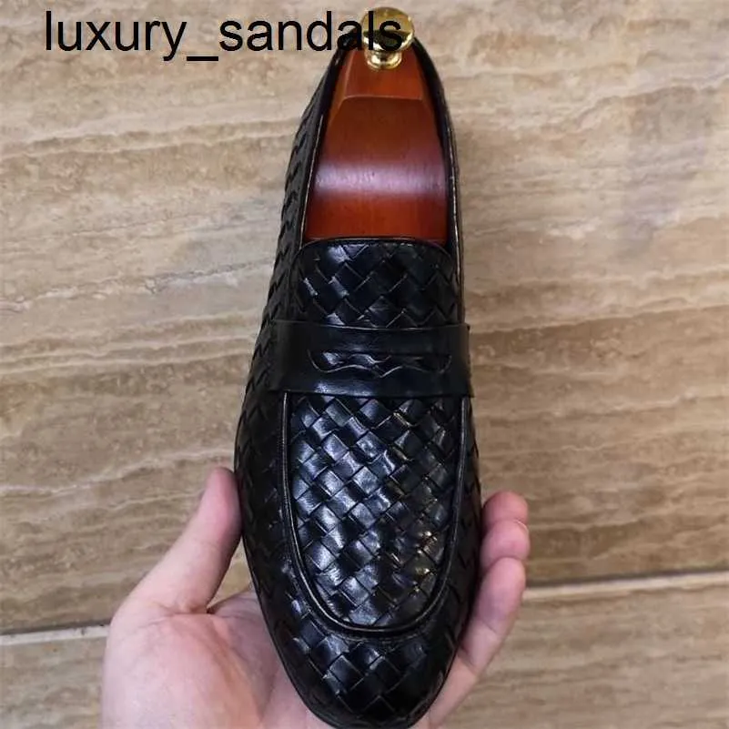 BotteggaVenets chaussures hommes décontracté tissé peau de vache mode tissé été cuir businessqwq