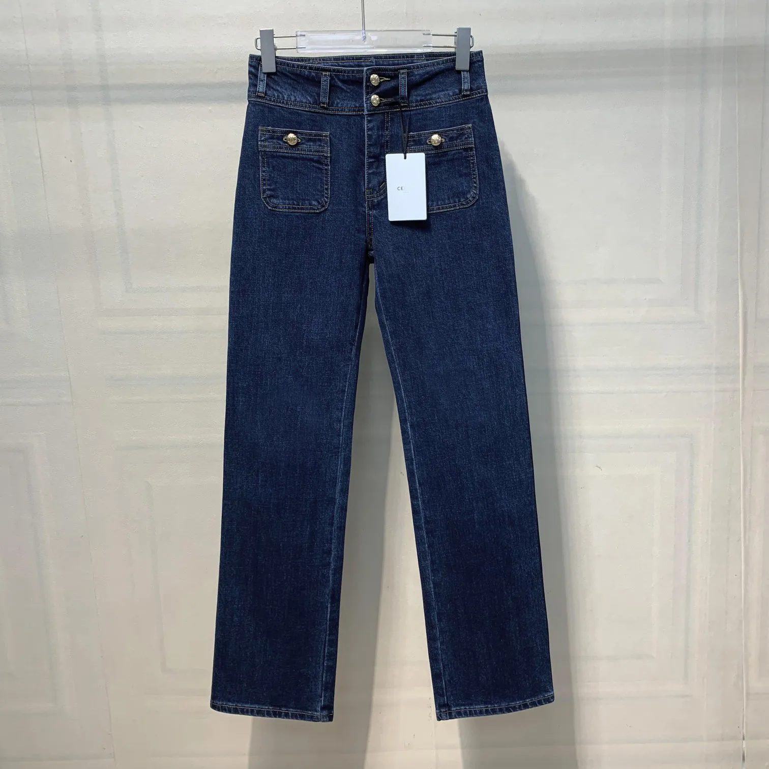 Luksusowa marka dżinsów damskich 2022 Kobiety Blue High Wase Street Wear szerokie nogi dżinsowe spodnie proste dżinsowe spodnie