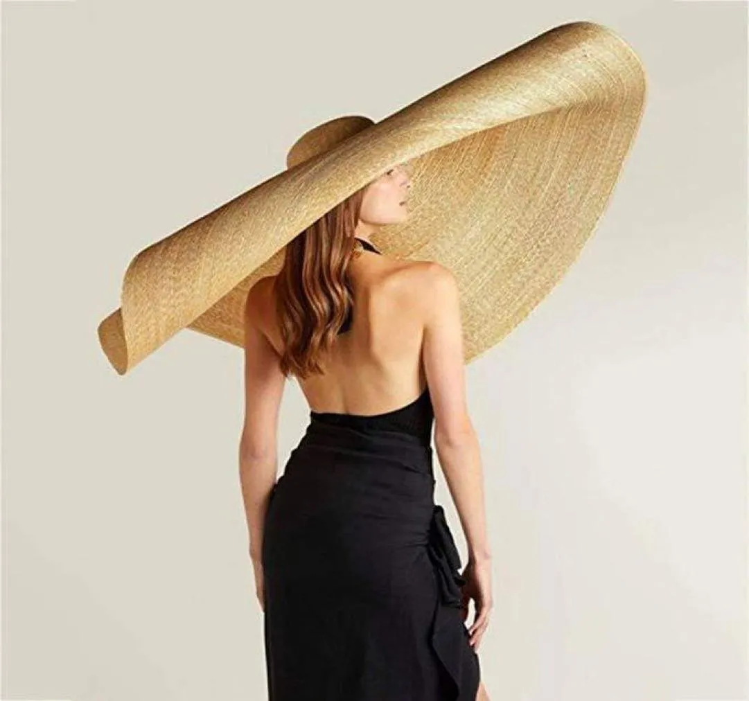 70cm ins mode été grands chapeaux à large bord chapeau de soleil pour femmes grands chapeaux de paille à bords chapeaux de plage pliants filles en gros8029283