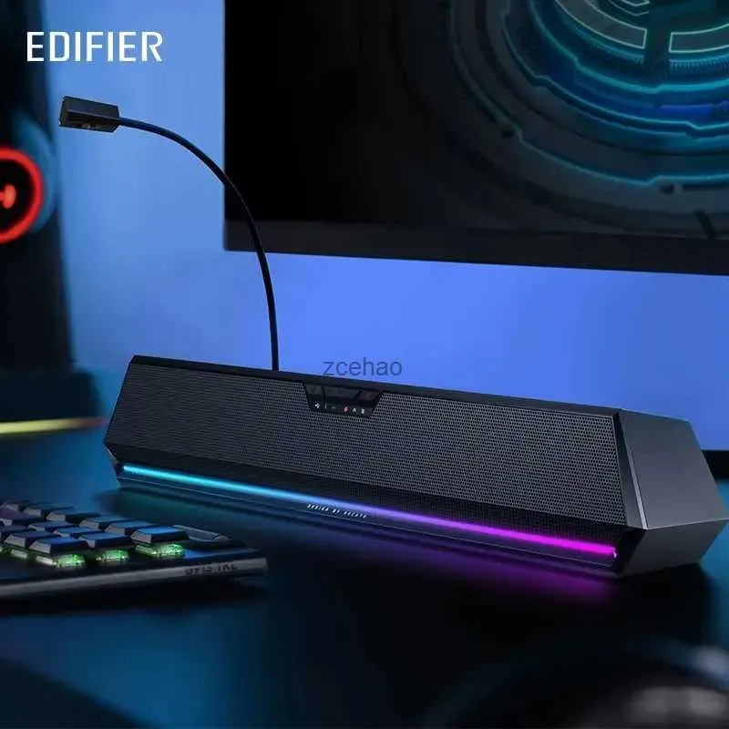 Alto-falantes de estante HECATE by Edifier G1500 Bar Desk Speaker Mini Soundbar Bluetooth 5.3/USB-A Conexão RGB Light com microfone removível