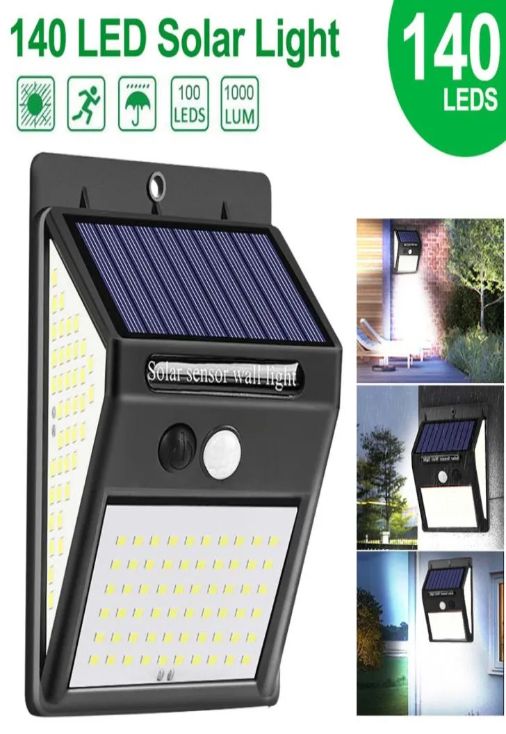 140 LED-zonne-energie licht wandlamp 3 modi menselijk lichaam sensor waterdicht noodenergiebesparende buitentuin tuinlampen nieuw9836071