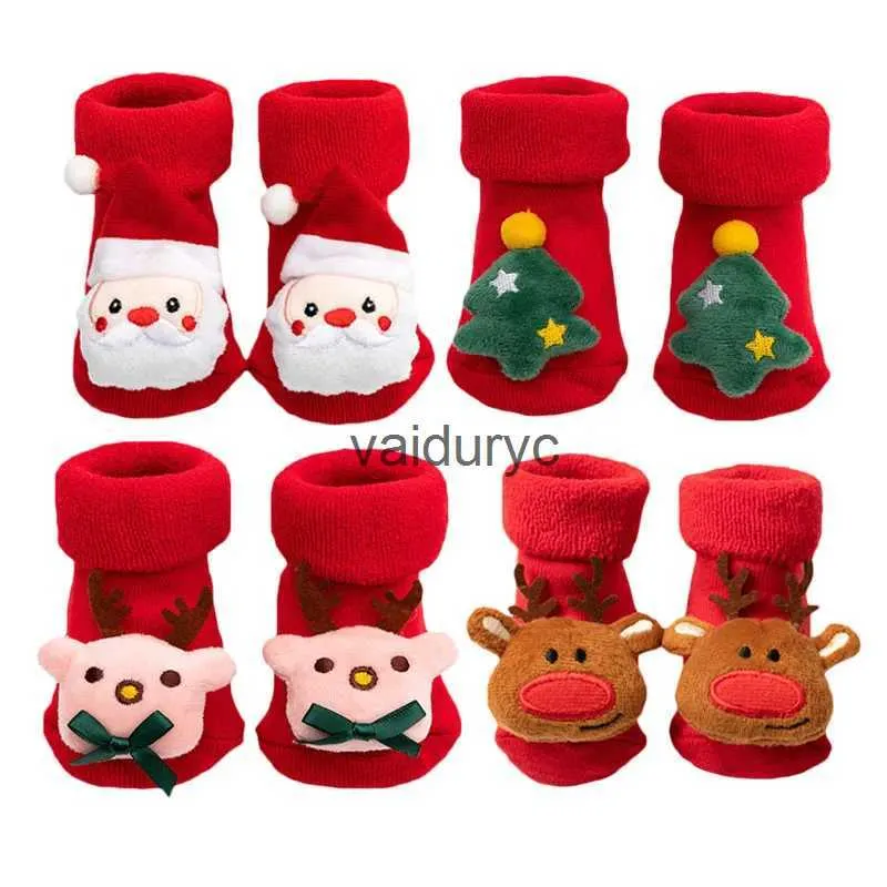 Kids Socks Lawadka 0-3t Winter Dikke babysokken voor meisjes jongens kinderen Kerstmis Nieuwjaar Socks Anti Slip katoen korte sokken voor pasgeborenen H240508