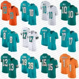 Jersey ''Dolphins''10 Tyreek Hill 1 Tua Tagovailoa 17 Jaylen Waddle Custom Football 13 Dan Marino Teddy Bridgewater Emmanuel Ogbah Xa