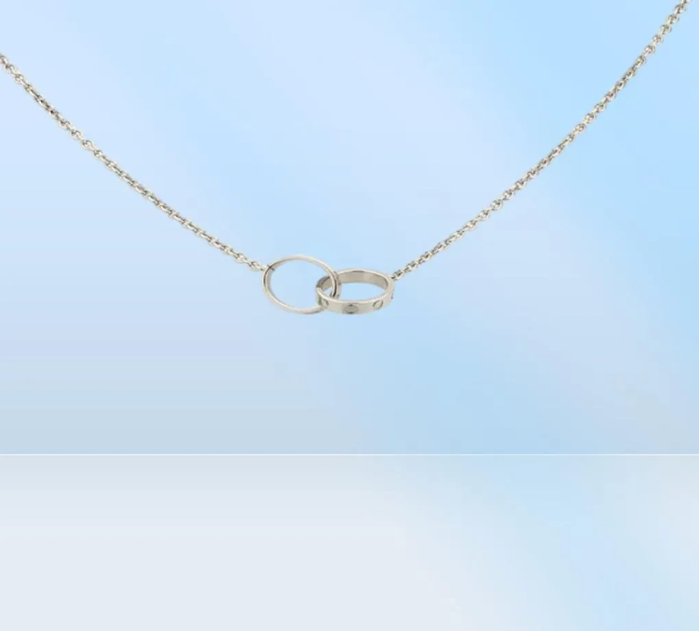 Novo design clássico duplo laço encantos pingente amor colar para mulheres meninas 316l titânio aço jóias de casamento colares collier6500942
