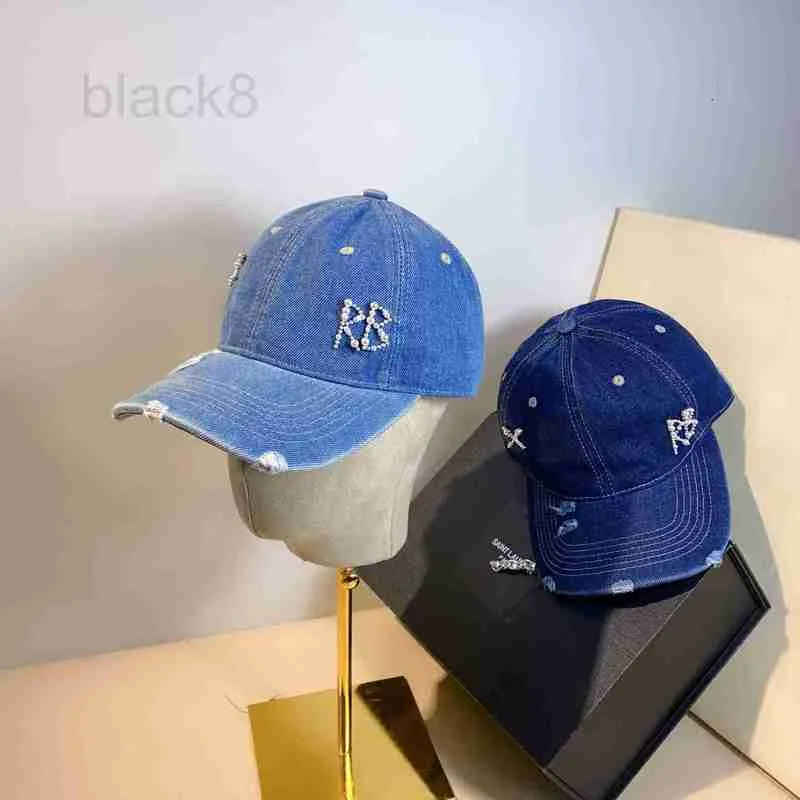 Bola Caps Designer Brilhante Linha Quebrada Pérola Cowboy Chapéu de Beisebol Casual Esportes Cor Sólida Lavado Cowboy Macio Top Duck Tongue Hat Sun Visor Hat QZGJ