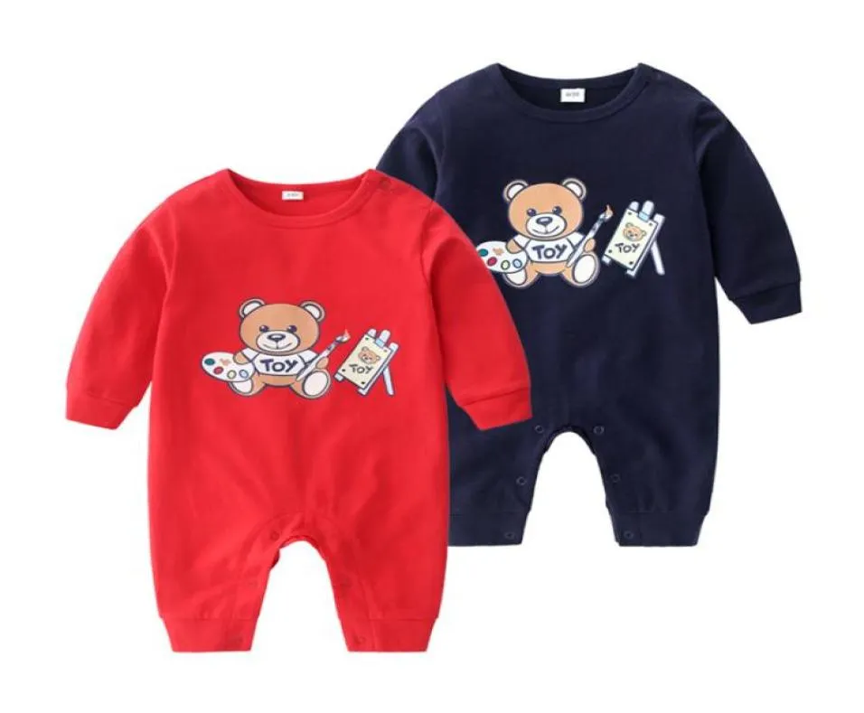 Mode mignon dessin animé bébé vêtements tricoté à manches longues Costume col rond Style britannique nouveau-né bébé garçon filles barboteuse5349526