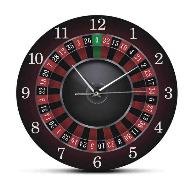 Poker Roulette Wandklok met zwart metalen frame Las Vegas Game Room Wall Art Decor Uurwerk Klok Horloge Casino Gift8135690