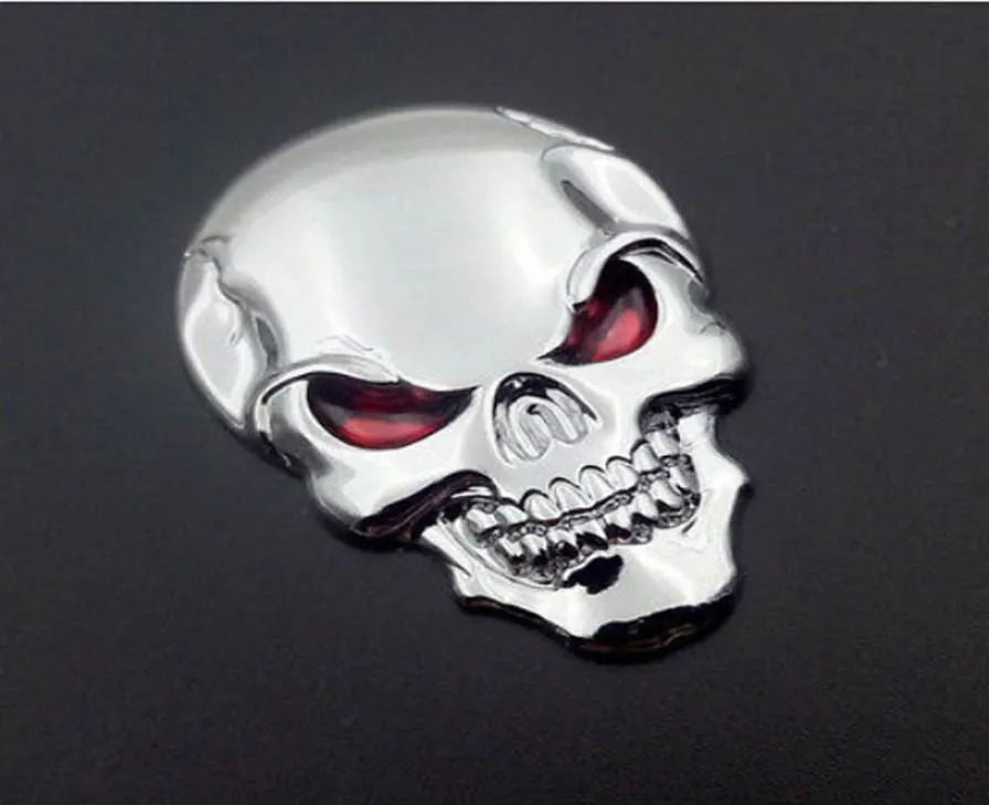 10pllot 3D Skull Car Botek Chrome Universal Auto Art Tylna ciężarówka Emblem Stakera 8378168