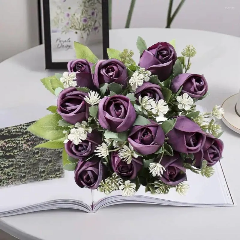 Decorative Flowers Simulated Iron Wire Artificial Plants Exquisite Rose Bouquet Simulation For Non-fading Multi-purpose