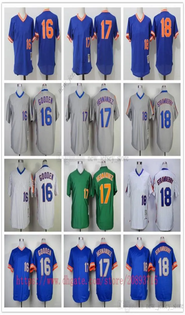 Movie College MitchellNess Baseball porte des maillots cousus 16 BluePullover 17 KeithHernandez 18 DarrylStrawberry Tous cousus4341950