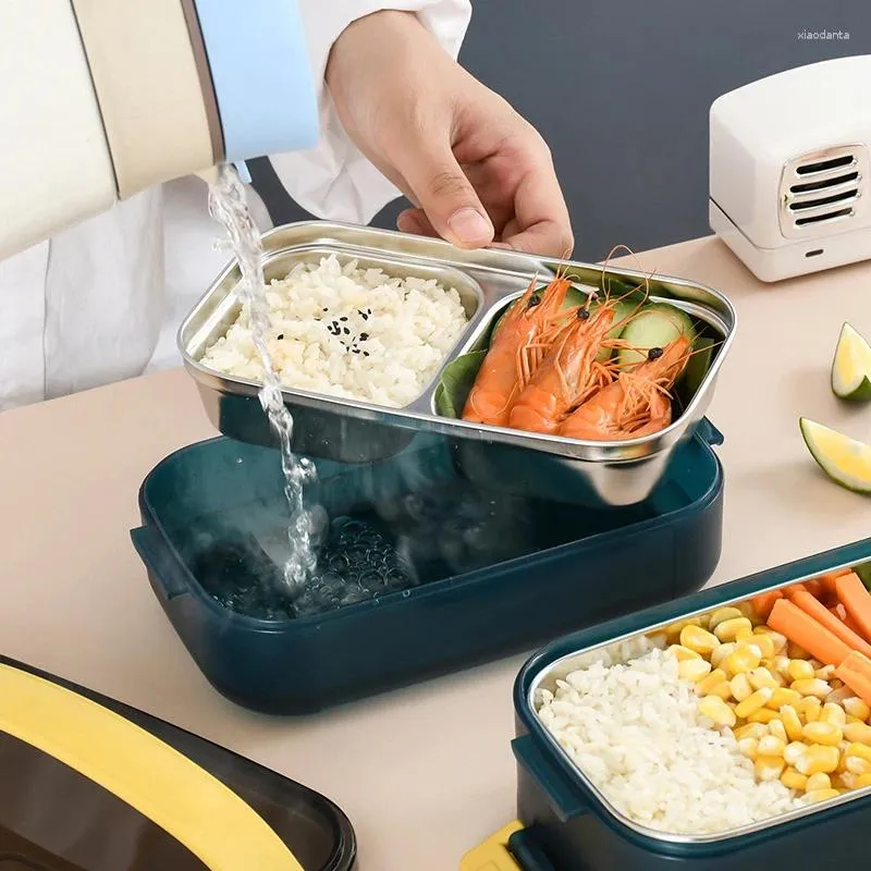 Stoviglie Lunch Box Contenitore sano Bento per riscaldamento a microonde multistrato in acciaio inossidabile