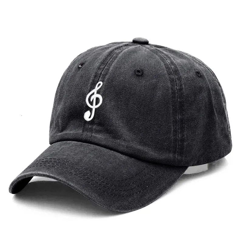 Vintage Washed Cotton Musical note Embroidery Baseball Cap For Men Women Dad Hat golf caps Drop 240116