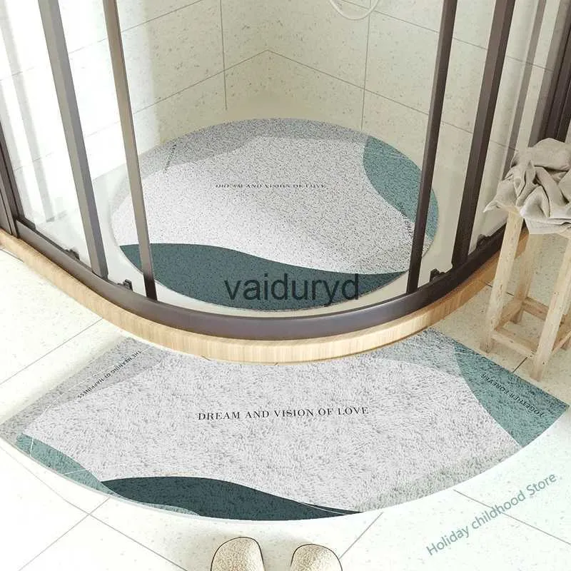 Teppiche Neue rutschfeste runde Badezimmermatte saugfähige Duschraumtürmatte Kinder fächerförmiger Fuß matvaiduryd