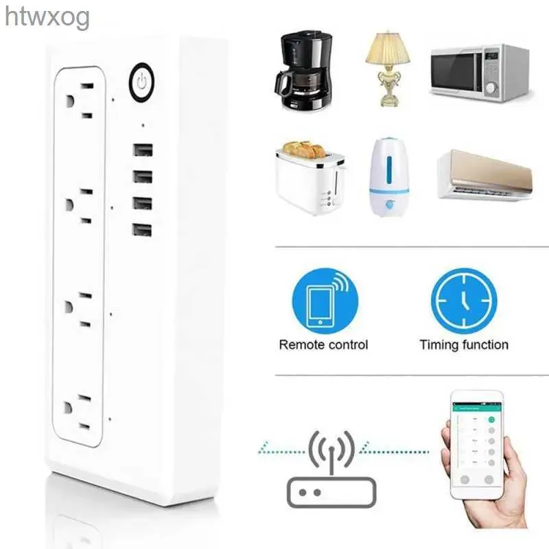 Cavo di alimentazione Spina Wifi Smart Power Strip 4 Prese Spina 4 Porta di ricarica USB App di temporizzazione Controllo vocale Lavora con Alexa Home Assistant YQ240117