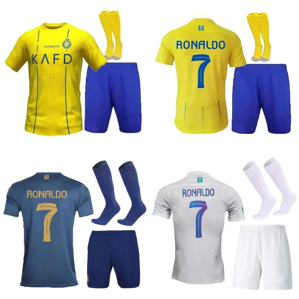 Kit di calcio Kids Al Nassr FC Maglie da calcio Ronaldo CR7 Gonzalo Martinez Talisca Ghislain Konan Vincent Aboubakar Men Shirt da calcio AL-NASSR FC