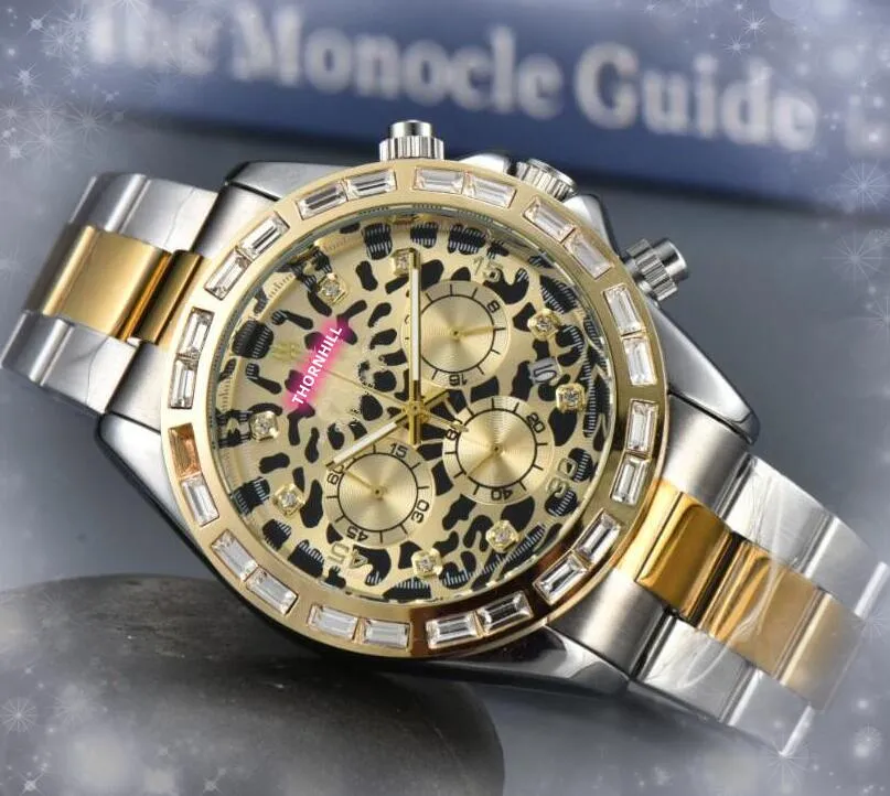 Tutti i quadranti funzionano Orologi da uomo di marca Orologio con data e giorno completamente funzionale Anello con diamanti fatti a mano Quadrante stellato Quadrante al quarzo Orologio da polso elegante e impermeabile, regali