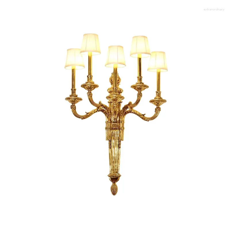 Wall Lamp French Brass Traditional Indoor European Luxury El Bedroom Restaurant Fabric Copper Lights