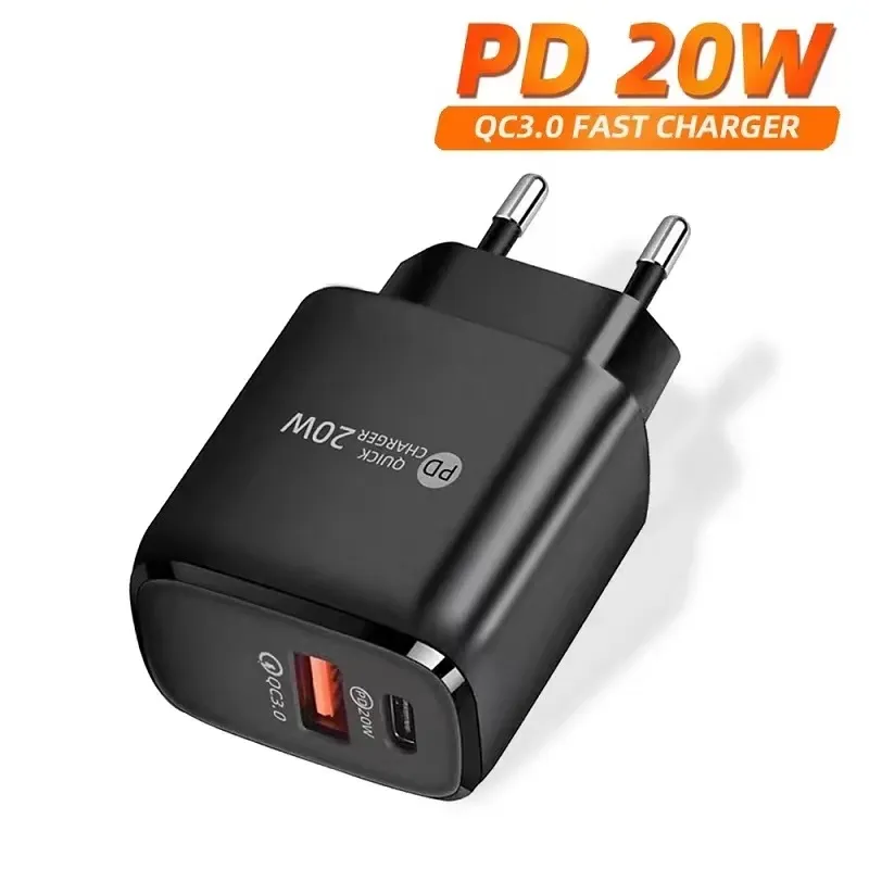 PD 20W USB Typ Cyalger Szybka ładunek QC3.0 Szybka ładowarka Adapter US/UE/UK Plug na iPhone 15 Samsung S24 S23 Smart Phone