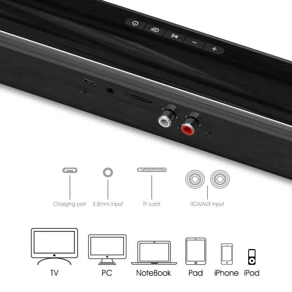 Bokhyllhögtalare Soundbar 22-tums högtalare för TV Sound Bar 2.0 Channel Wired Wireless Bluetooth med inbyggda subwoofers och batteriesl2101