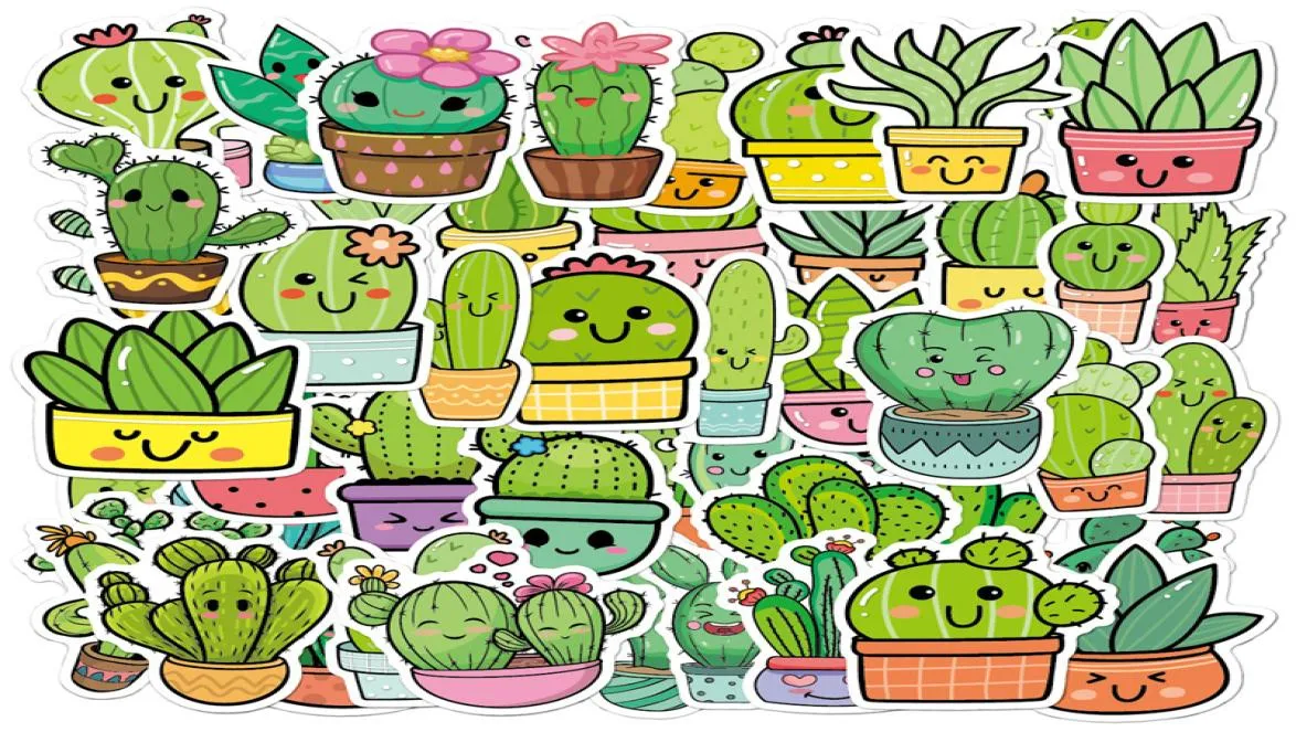 50pcs INS style cactus pattern stickers Pack for Diy Laptop Skateboard Motorcycle Decals3806989