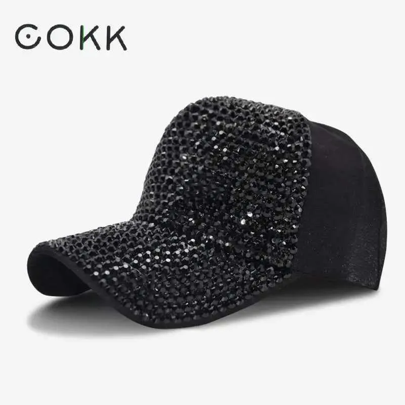 Ball Caps COKK Sequin Rhinestone Baseball Cap Women Snapback Hats For Women's Cap Adjustable Baseball Hats Bone Casquette Dad Hat Female YQ240117