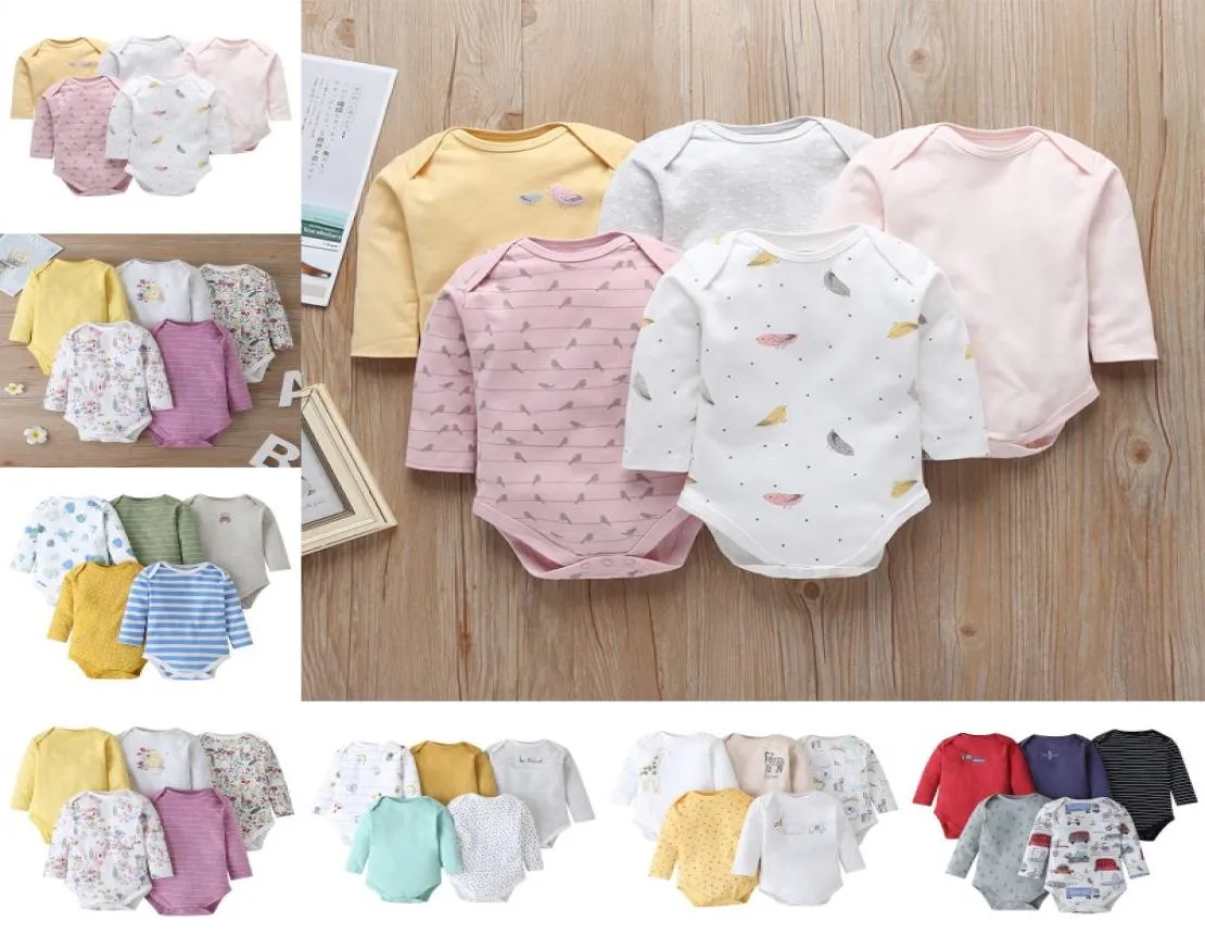 5 pièces dessin animé animal imprimé enfant en bas âge body nouvelle fille bebes coton à manches longues nouveau-né Onesie bébé garçon vêtements d'hiver 024M 15227713383