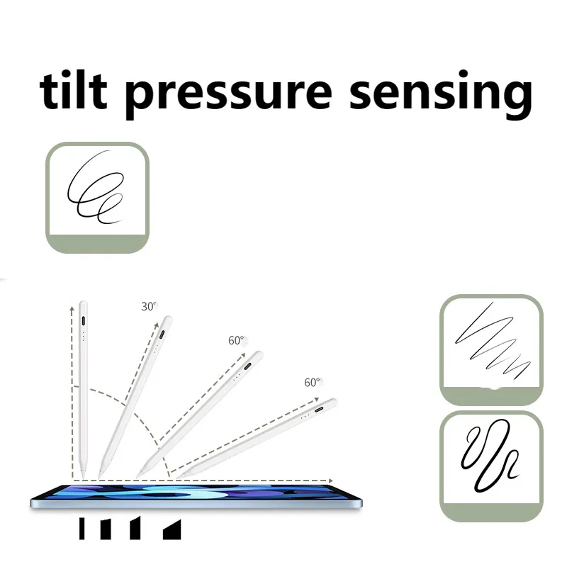 2024 Novo produto, caneta capacitiva ativa transparente para iPad Tablet Apple pencil, Touch Stylus, carregamento magnético, cor sólida, escritório, desenho, acessórios