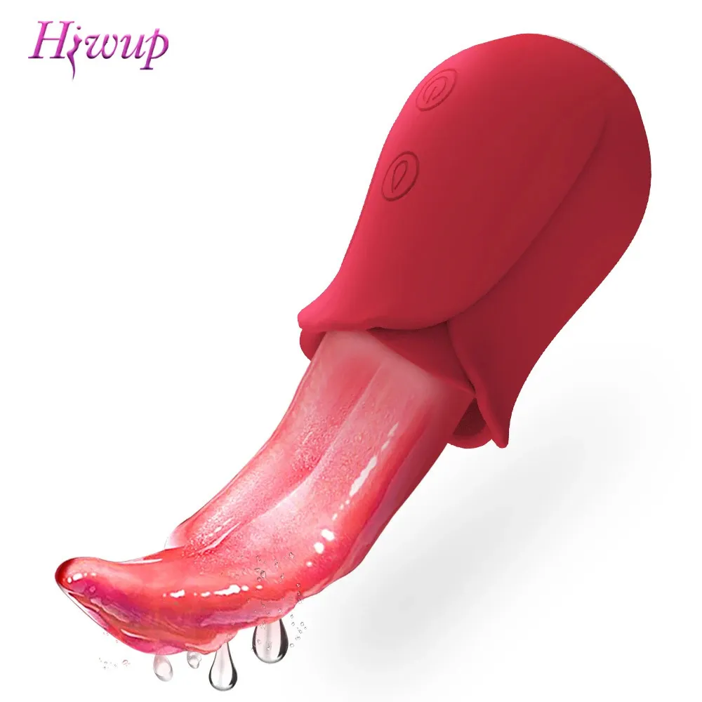 Realistisk slickande tunga rosvibratorer för kvinnor 10 hastigheter bröstvårtor klitoris stimulering sex leksaker vuxna kvinnliga par 240117