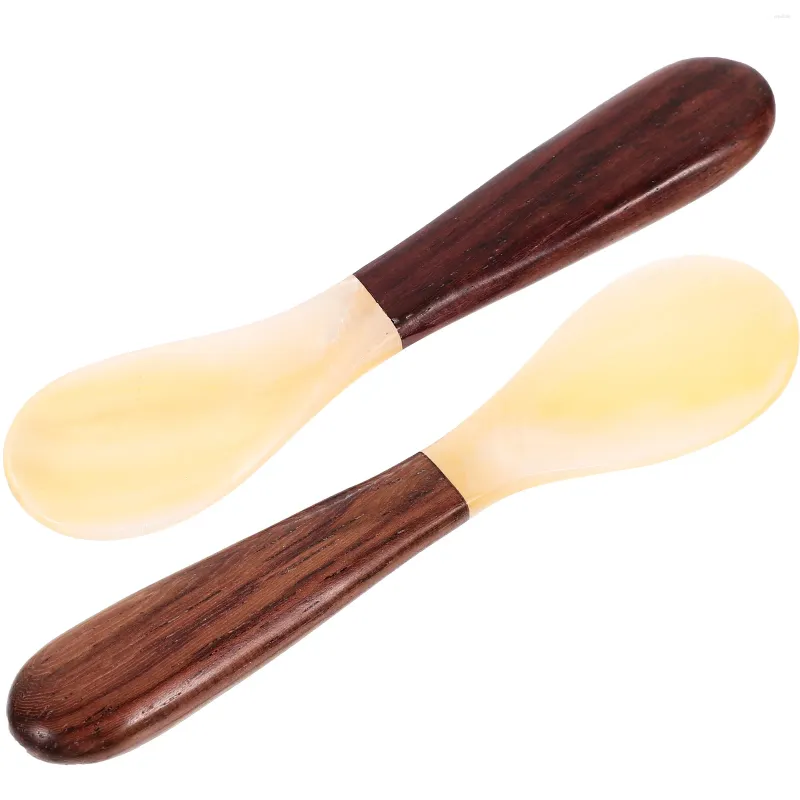 Spoons 2 Pcs Shell Spoon Ice Cream Kitchen Coffee Mixing Dessert Iced Wood Wooden Handle Stirring