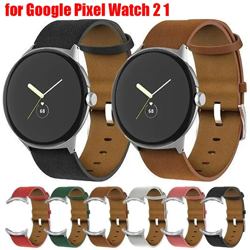 Genuine Leather Strap for Google Pixel Watch 2 1 Band No Gaps Real Bracelet Men Women Watchband 240116