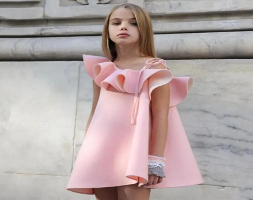 2020 neue Designer Rosa Kleid Für Mädchen Kleidung Sommer Mädchen Kleider Eine Schulter Mädchen Party Kleid Kind Kinder Prinzessin3787221