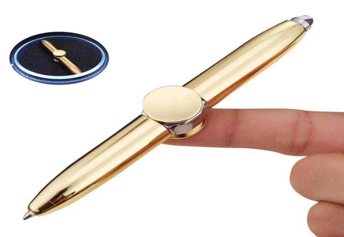 Fingertip Fidget Toys Multifunctional Ballpoint Pen Rotating Metal Creative LED Light Decompression Gyro Spinner 2206161588878