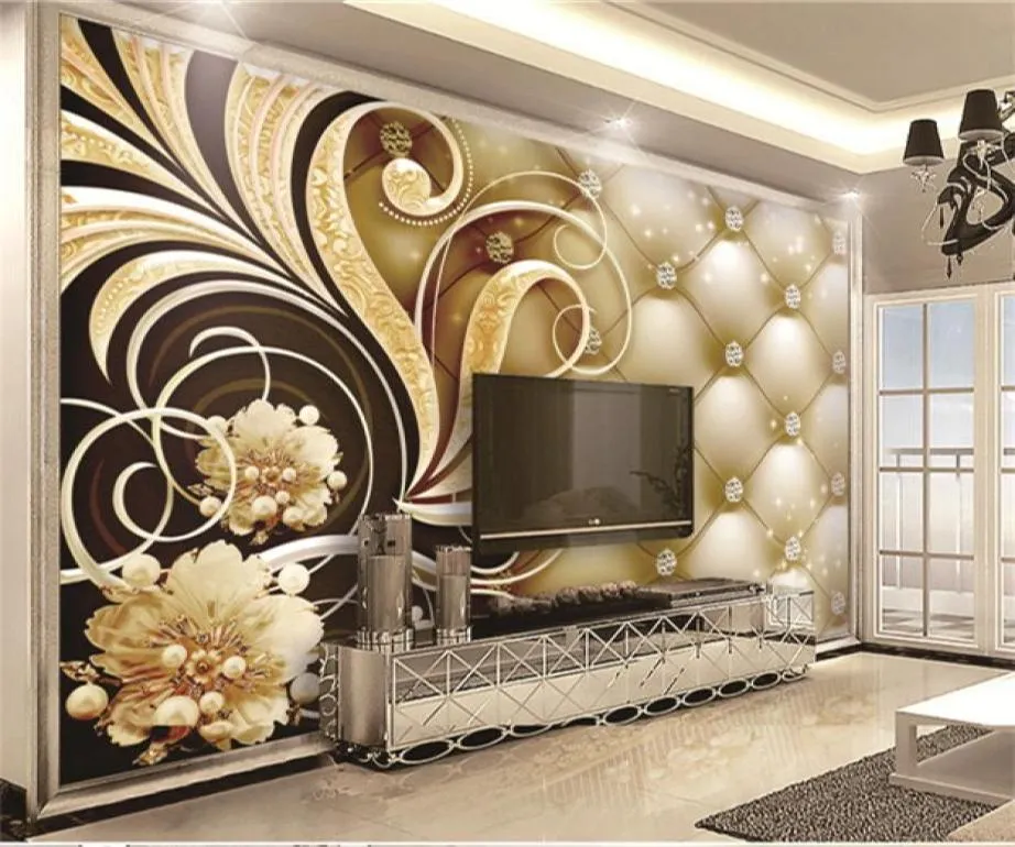 Personalizado Varejo 3d Flor Papel De Parede Requintado e Luxuoso Floral Sala de estar Quarto Cozinha Decoração Pintura Mural Wallpapers9104003