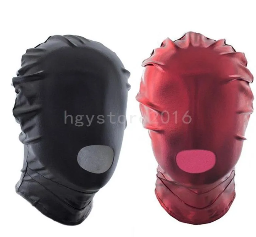 PVC Wetlook Kerkerwiel Open Mond Volledig Hoofd Kapmasker Blinddoek Rollenspel R783241094