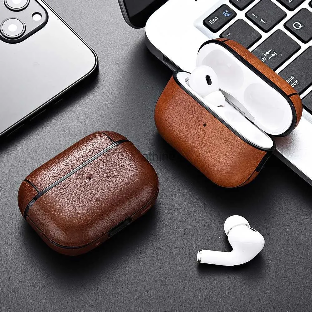 Capas de telefone celular Capa de plástico rígido de couro para AirPods Pro 2 Capa para AirPods Pro2 Pro 2ª geração Funda para AirPod 3 Pro 2023 Capa para fone de ouvido Coque YQ240117